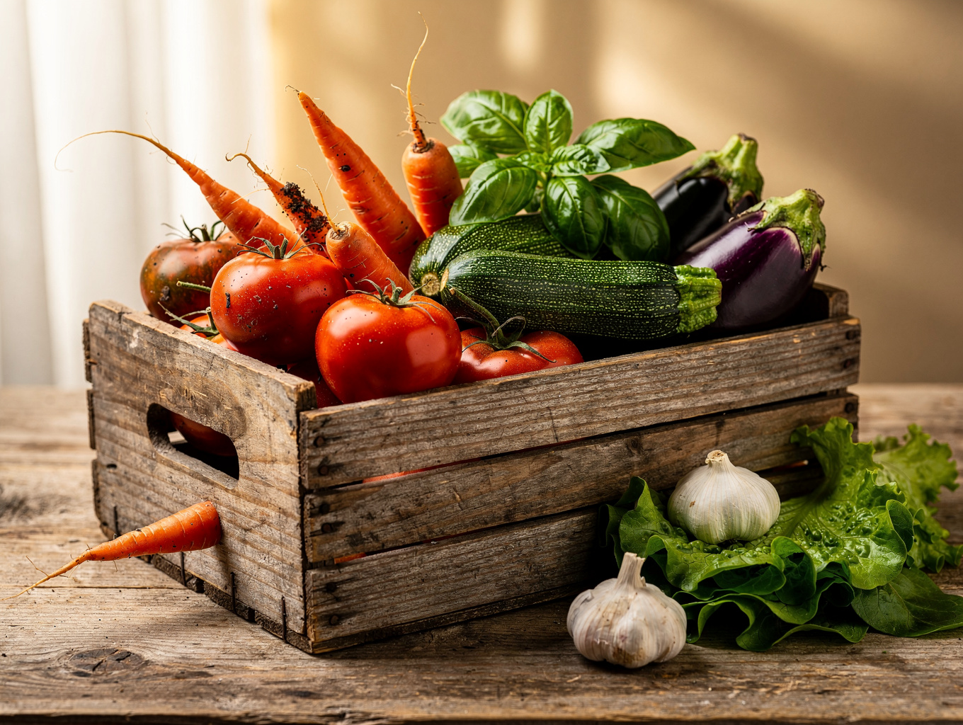 Freshly harvested local produce ready for the kitchen